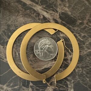 Gold-Tone Large Flat Hoop Earrings - Women Jewelry